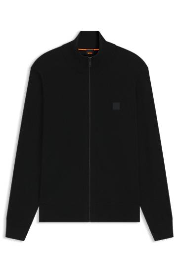 Takki BOSS Cotton-Cashmere Knit Jacket Musta | 50543692