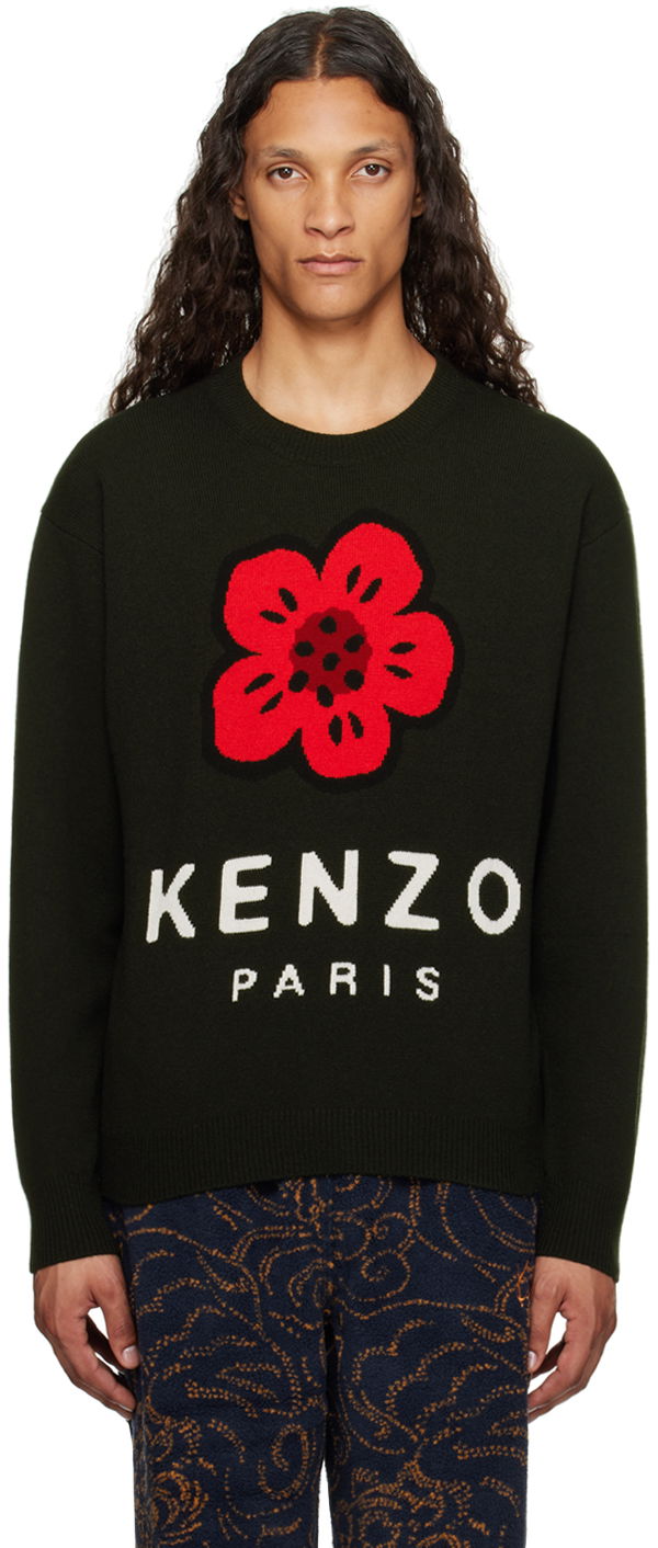Villapaita KENZO Black Paris 'Boke Flower' Wool Sweater Musta | FE65PU4873LD