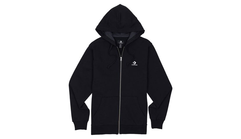 Huppari Converse Embroidered Full-Zip Hoodie Musta | 10020341-A01