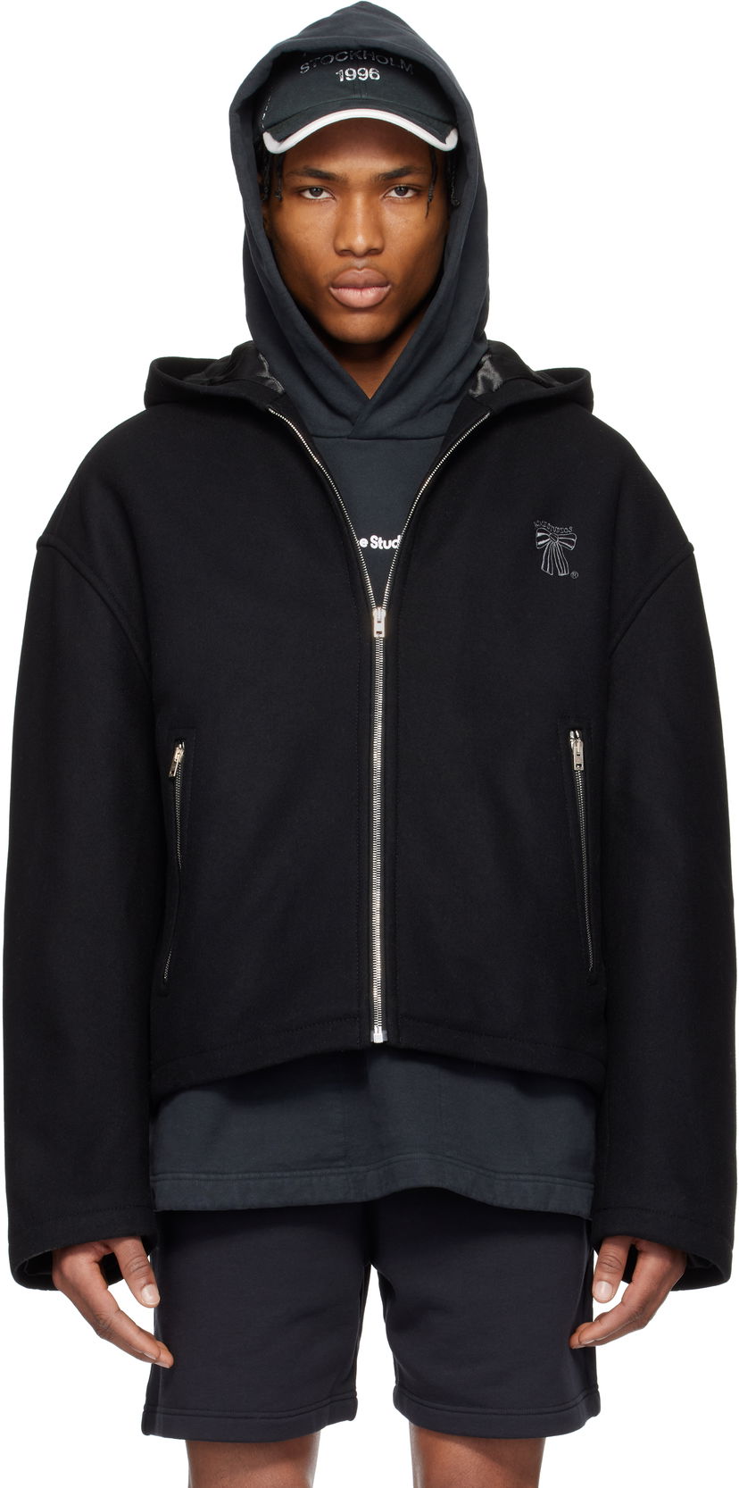 Takki Acne Studios Acne Studios Hooded Wool Blend Jacket Musta | B90811-