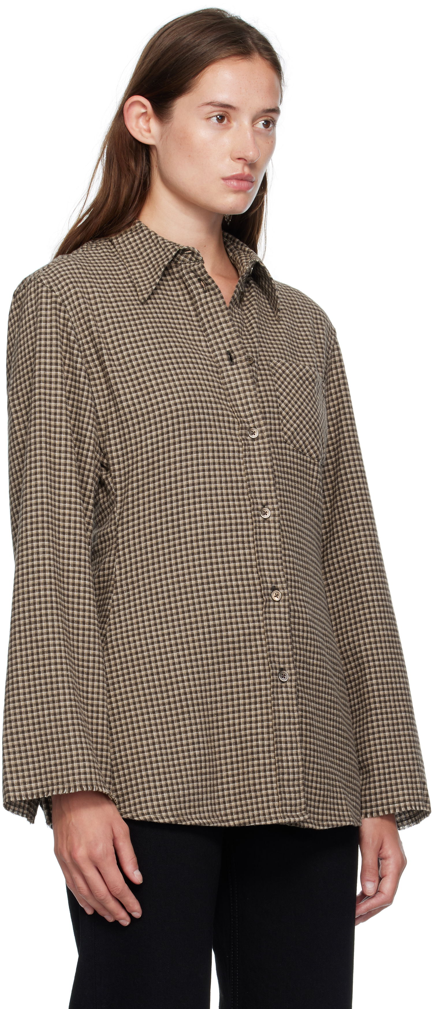 Paita OUR LEGACY Our Legacy Daisy Check Button-Down Shirt Ruskea | W4252DE, 1