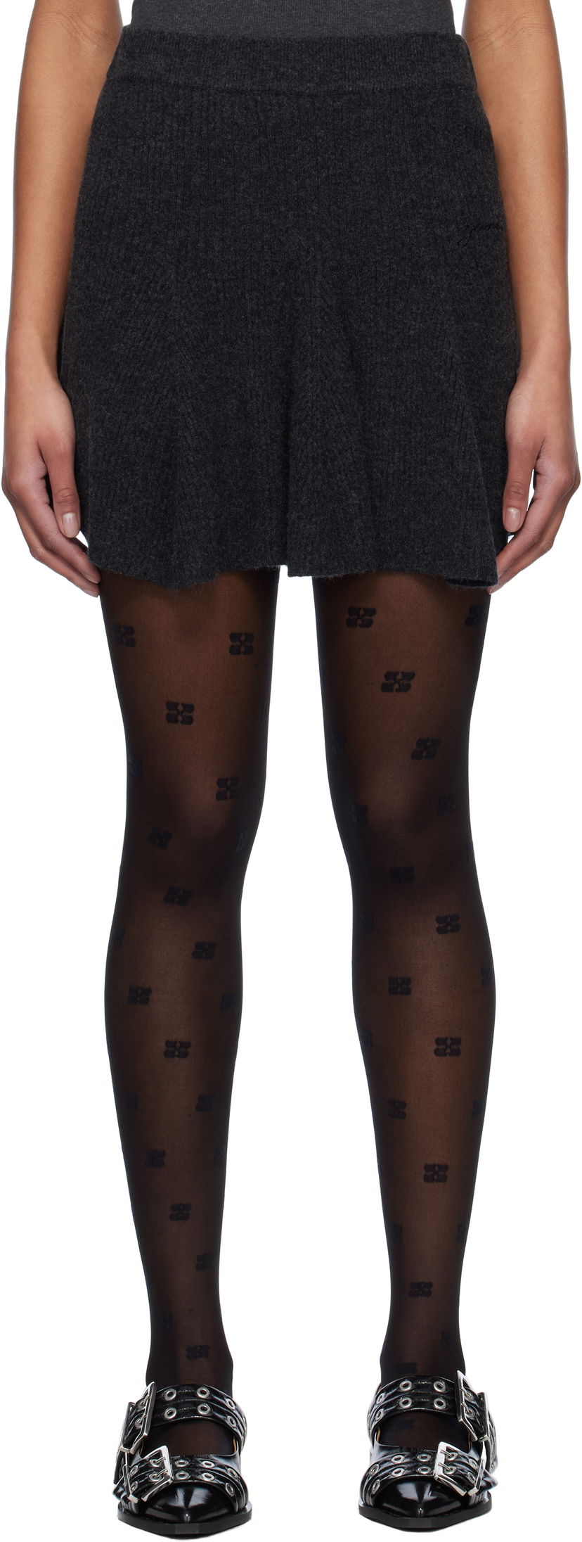 Hame GANNI GANNI Cashmere Blend Mini Skirt Harmaa | K2420