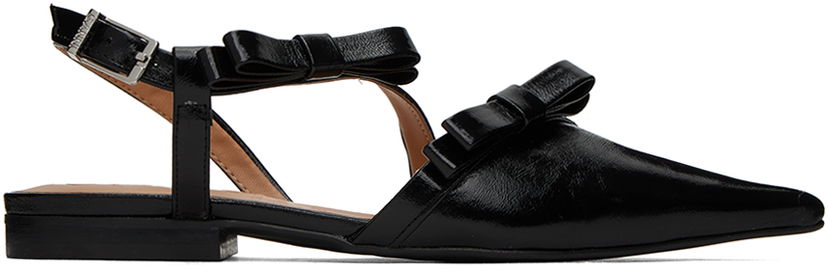 Kengänhoito GANNI GANNI Multi Bow Pointy Cut-Out Ballerina Flats Musta | S2436