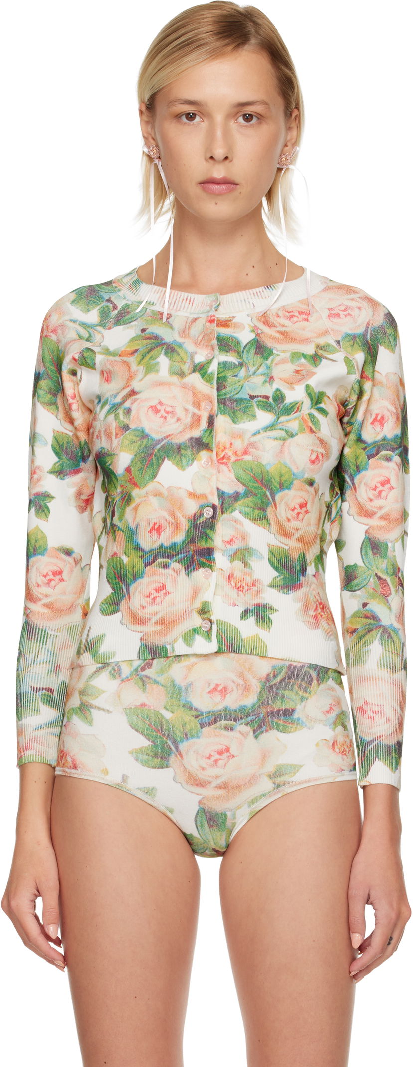 Villapaita Simone Rocha Simone Rocha Shrunken Floral Knit Cardigan Monivärinen | EMK1P 0668
