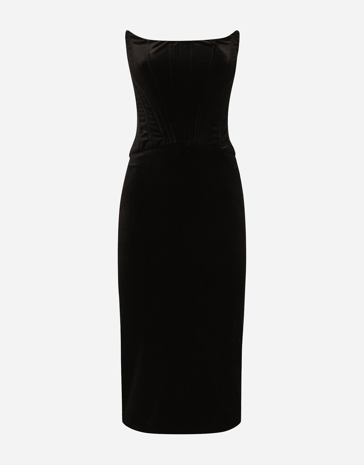 Mekko Dolce & Gabbana Velvet Calf-length Corset Dress Musta | F6IAITFUWD6N0000, 0