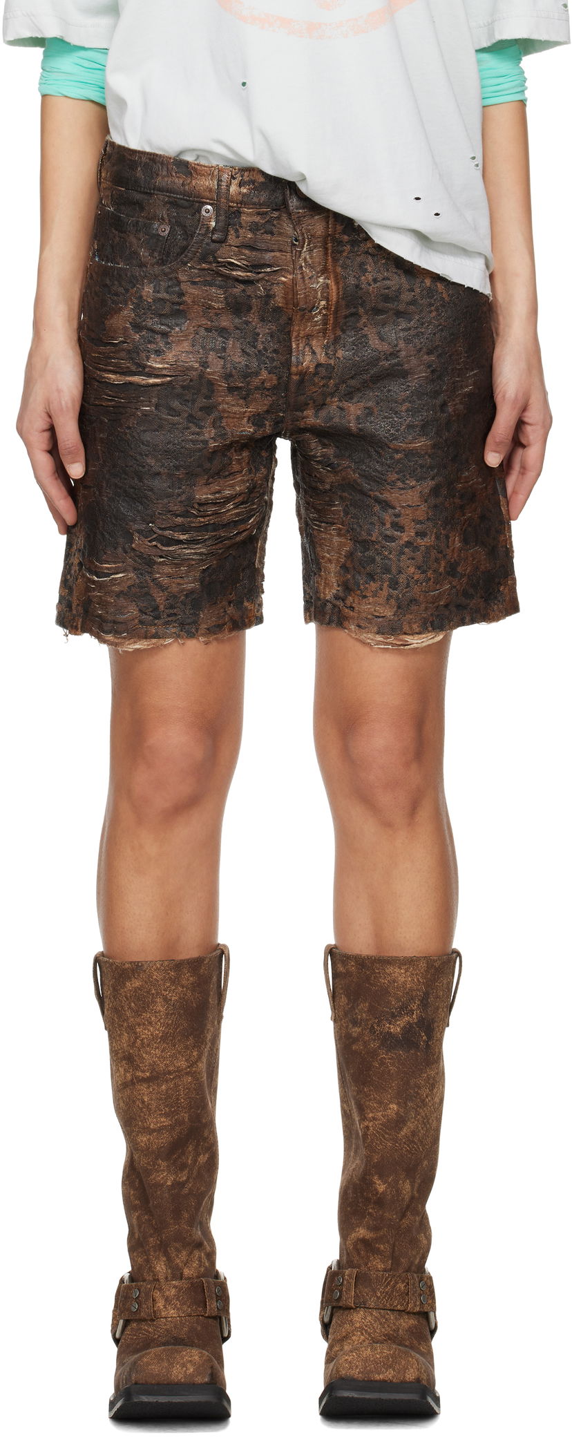 Shortsit Acne Studios Acne Studios Monogram Loose-Fit Denim Shorts Ruskea | BE0176-