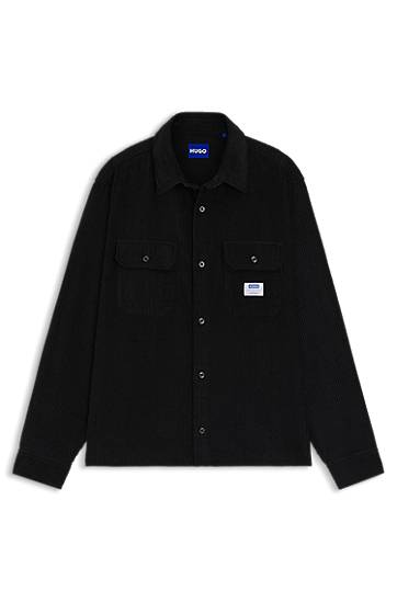 Paita BOSS Oversized-fit Cotton Corduroy Shirt Musta | 50549793