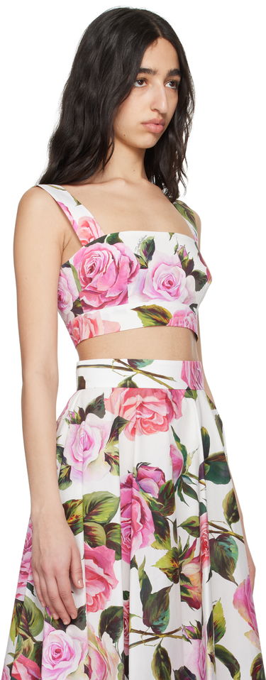 Hame Dolce & Gabbana Dolce&Gabbana Rose-Print Crop Top Valkoinen | F7U70T HS5S4, 1