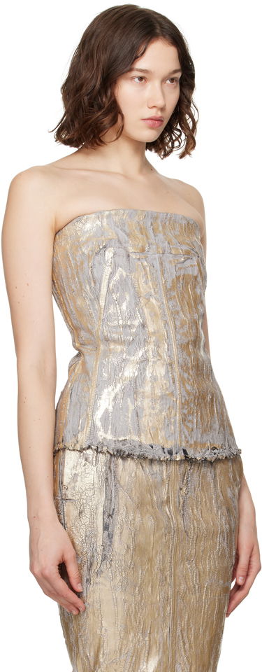 Tankkitoppi Rick Owens Rick Owens Megacrust Stretch Denim Lido Bustier Top Metallinen | RO01E7127 SGMC, 1