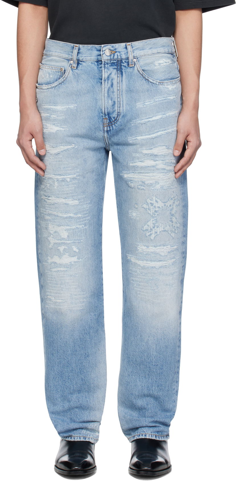 Jeans AMIRI AMIRI 'MA' Quad Repaired Straight Jeans Sininen | AMDNGH1070