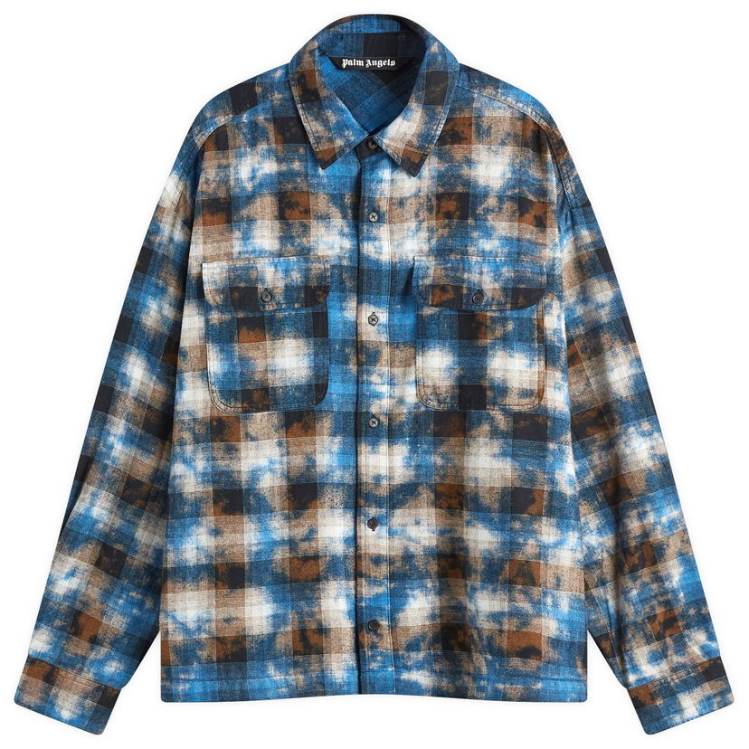 Paita Palm Angels Checked Shirt Sininen | PMGE043S25FAB0034003