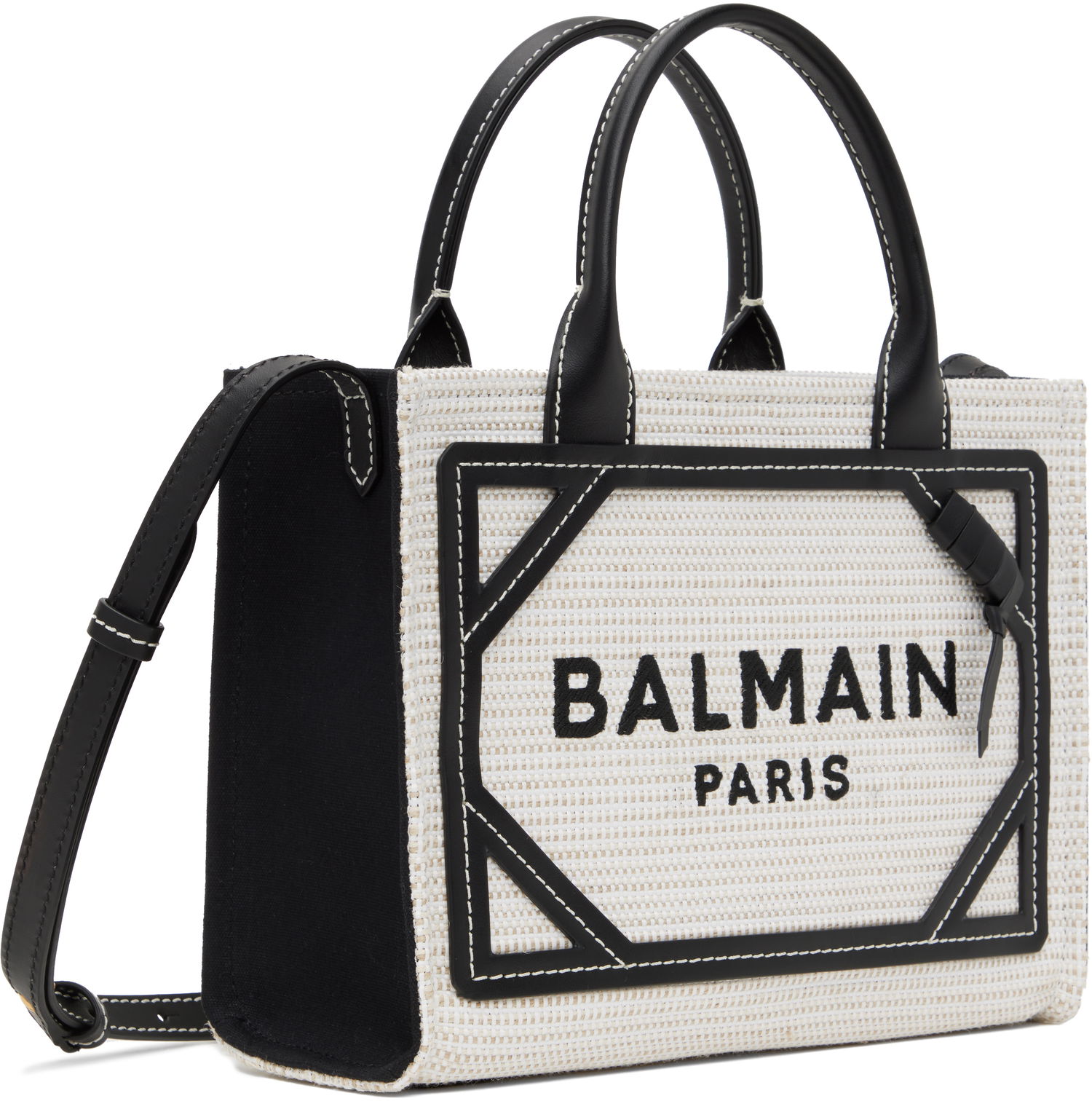 Kangaskassi Balmain Balmain B-Army Small Raffia Tote Musta | EN0FE900TCRB, 1