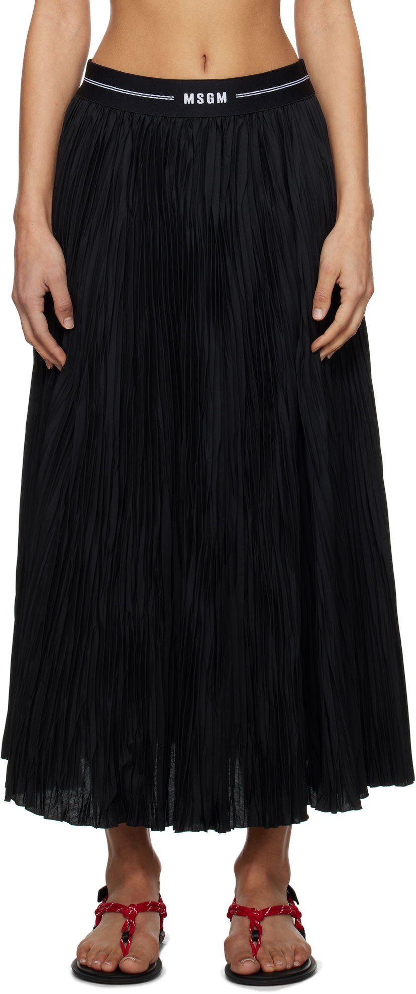 Hame MSGM MSGM Pleated Midi Skirt Musta | 3841MDD29P 257264