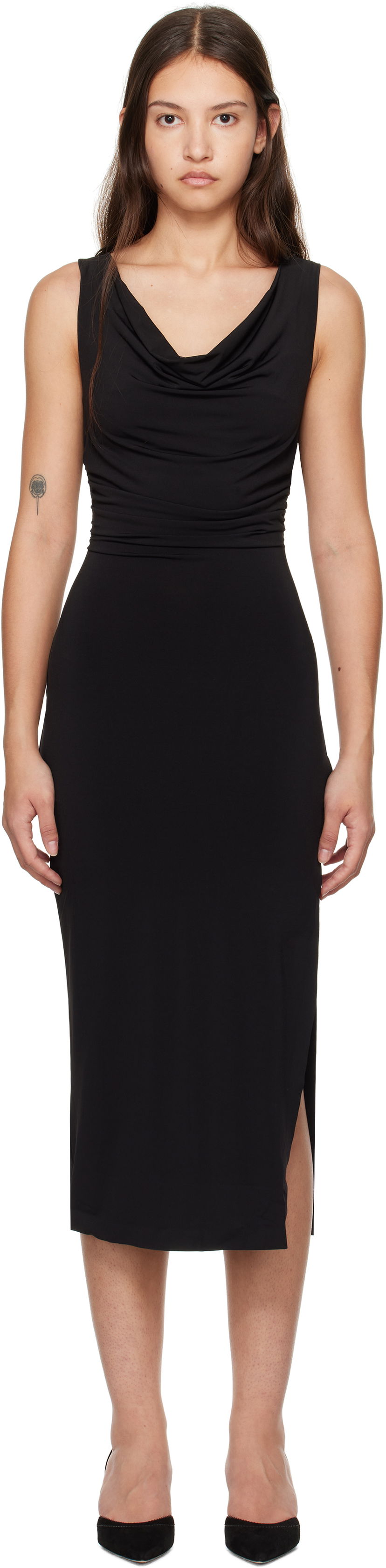 Mekko GUIZIO Guizio Cara Cowl Neck Midi Dress Musta | H24416K012