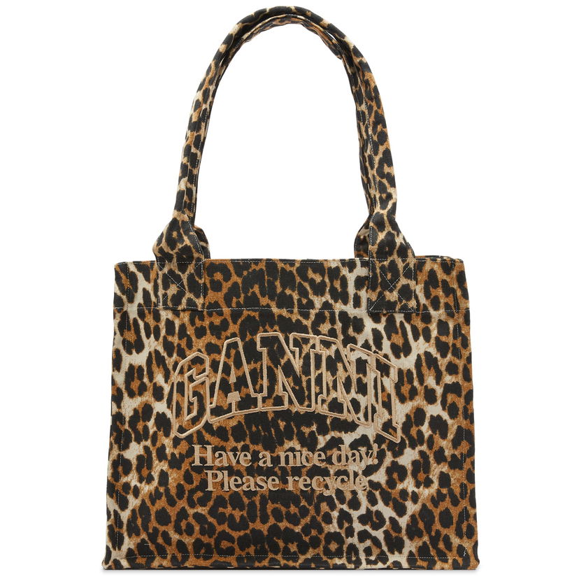 Kangaskassi GANNI Leopard Print Easy Shopper Tote Bag Ruskea | A5807-943