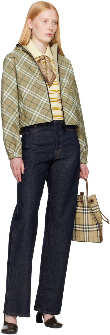 Tuulitakki Burberry Burberry Cropped Check Reversible Hoodie Vihreä | 8105850, 4