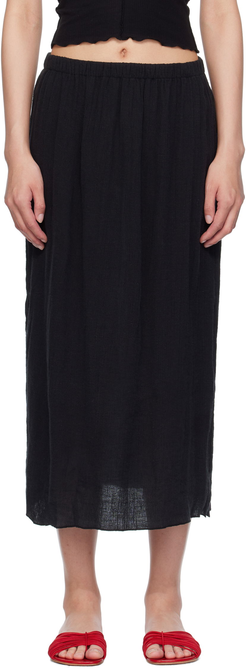 Hame Baserange Baserange Folio Midi Skirt Musta | SKFO-LC-SU25