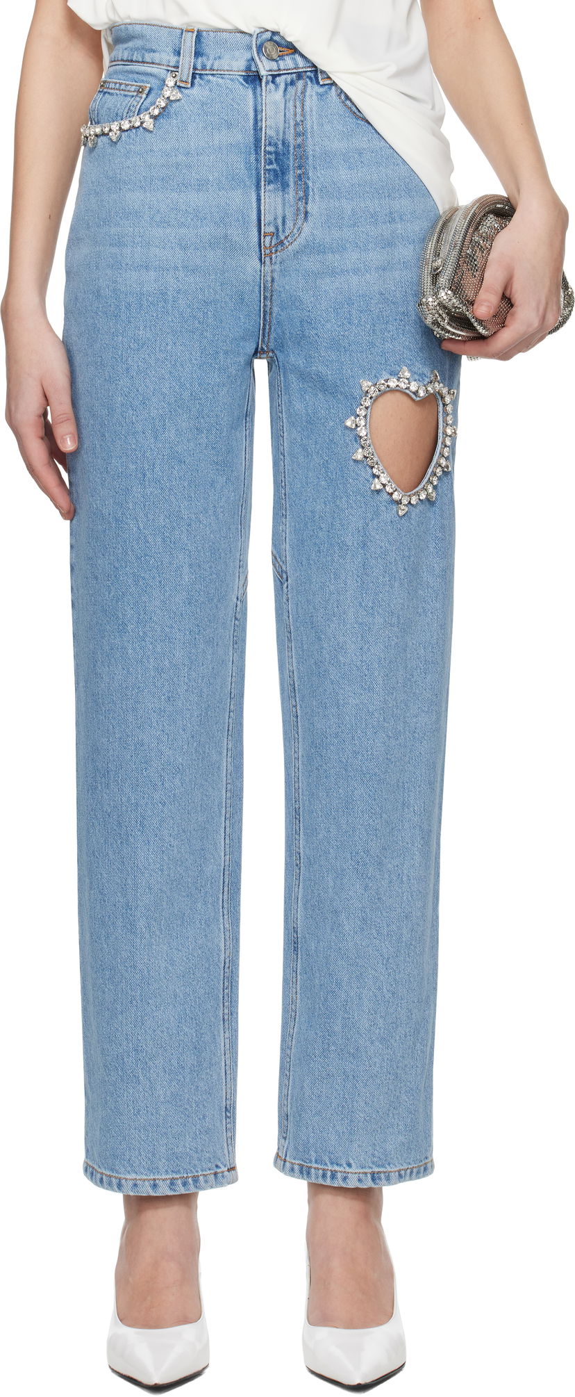 Jeans Area AREA Crystal Heart Cutout Jeans Sininen | 0000PA0069DE01