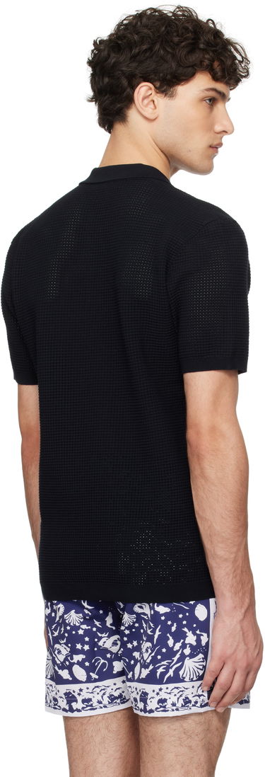 Poolopaita Orlebar Brown Orlebar Brown Roddy Open Knit Polo Musta | 277989, 2