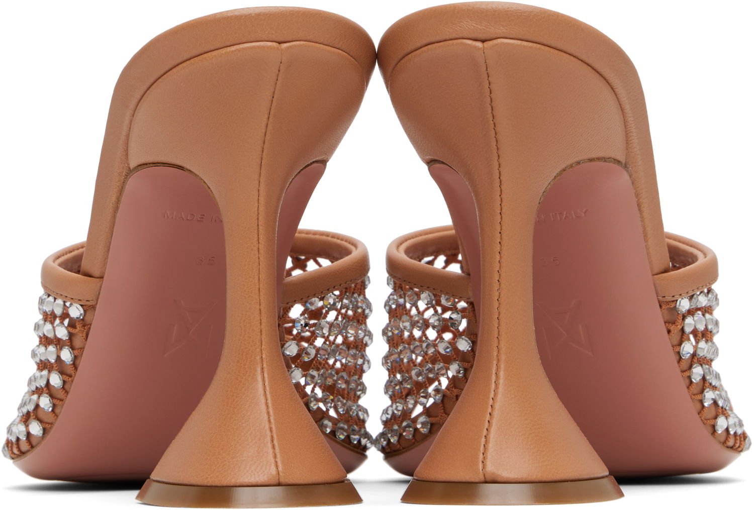 Kengänhoito Amina Muaddi Amina Muaddi Lupita Crystal Net Heeled Sandals Beige | LUPITA CRYSTAL NET SLIPPER 95, 1
