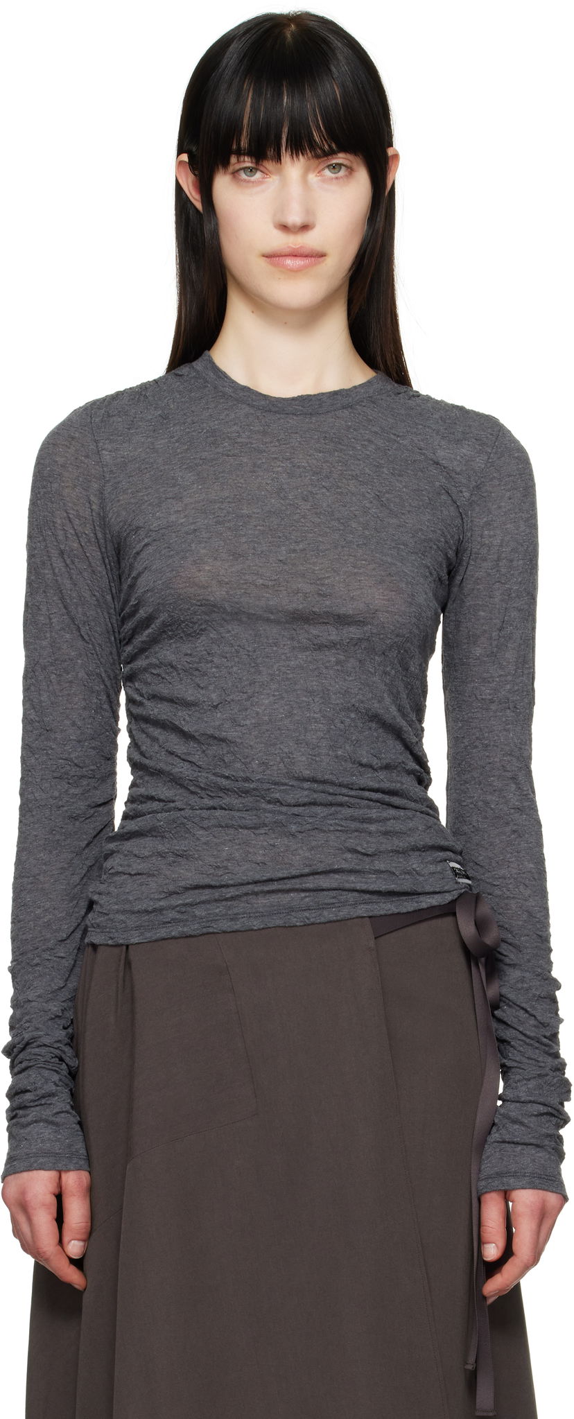 Paita OUR LEGACY Our Legacy Strain Slim Long Sleeve T-Shirt Harmaa | W2256A4
