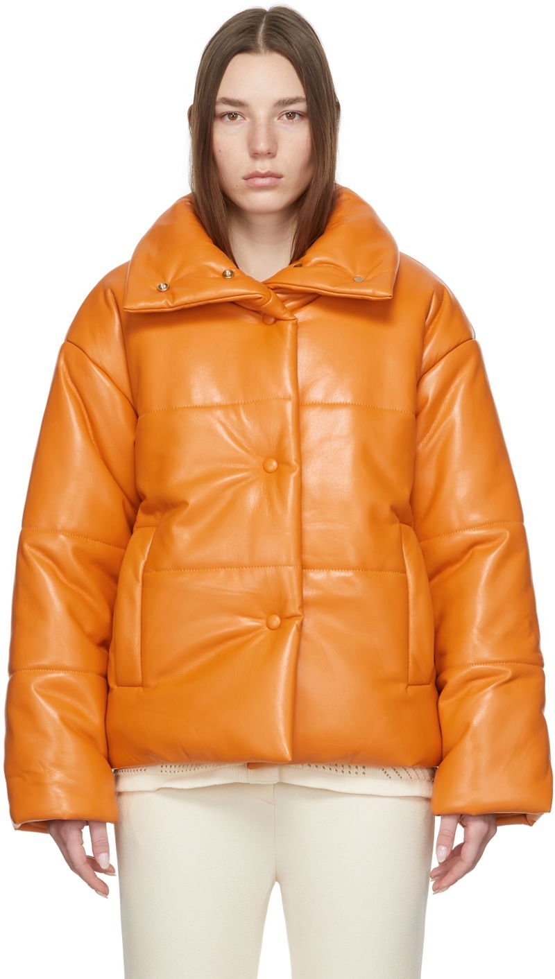 Puffer takki Nanushka Hide Puffer Vegan Leather Jacket Oranssi | NW22RSOW00217