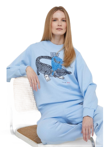 Huppari Lacoste x Netflix Loose Fit Organic Cotton Sweatshirt Sininen | SF7564
