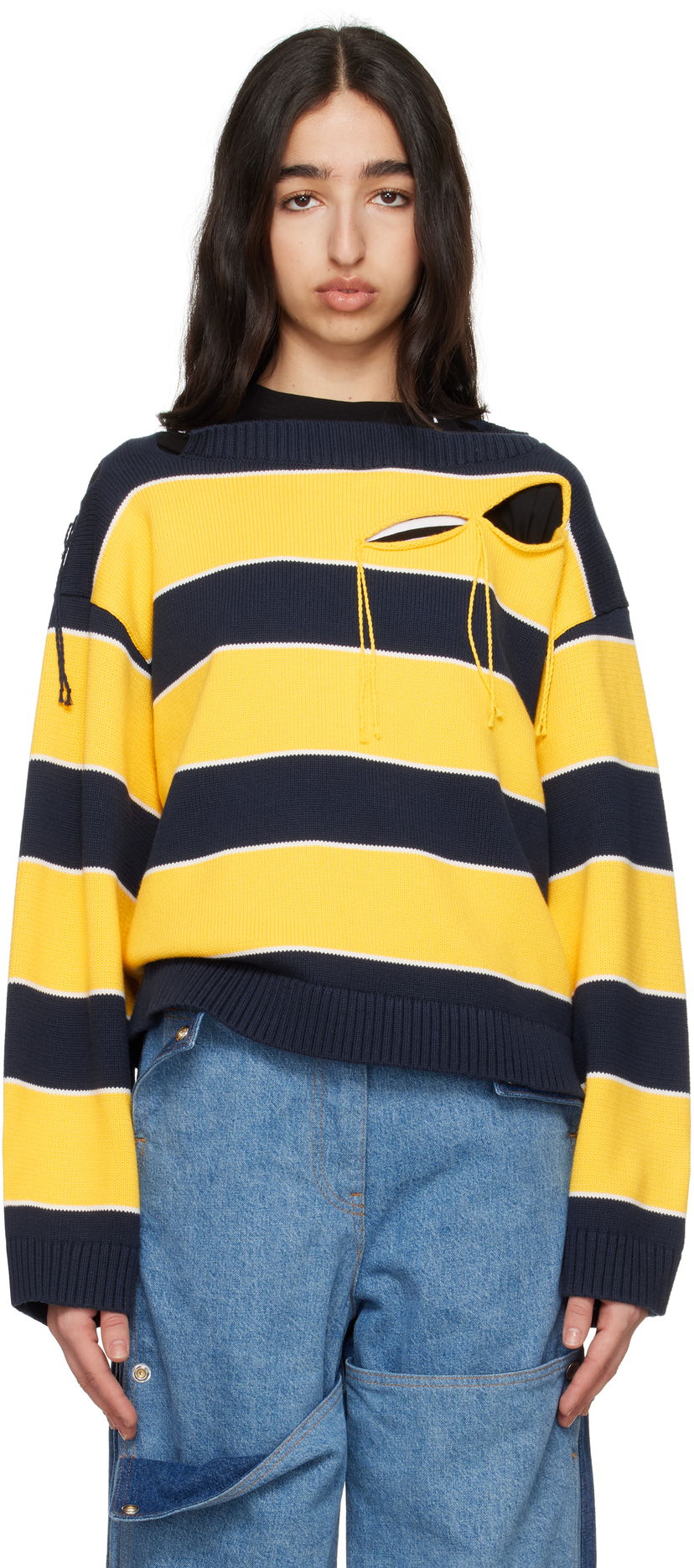 Villapaita Charles Jeffrey Loverboy Charles Jeffrey LOVERBOY Slash Stripe Knit Sweater Keltainen | 54091302