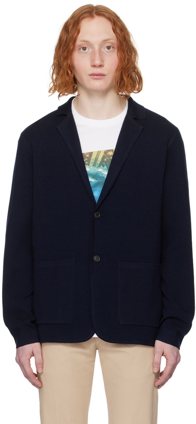 Villapaita Paul Smith Paul Smith Notched Lapel Knit Jacket Tummansininen | M1R-580X-M01795-49