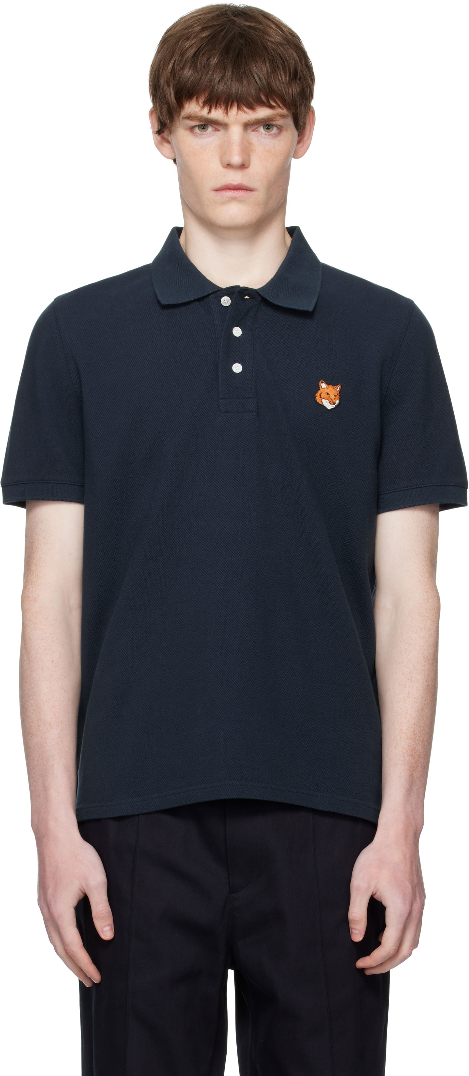 Poolopaita MAISON KITSUNÉ Maison Kitsuné Fox Head Patch Regular Fit Polo Tummansininen | PM00209KP0002, 0