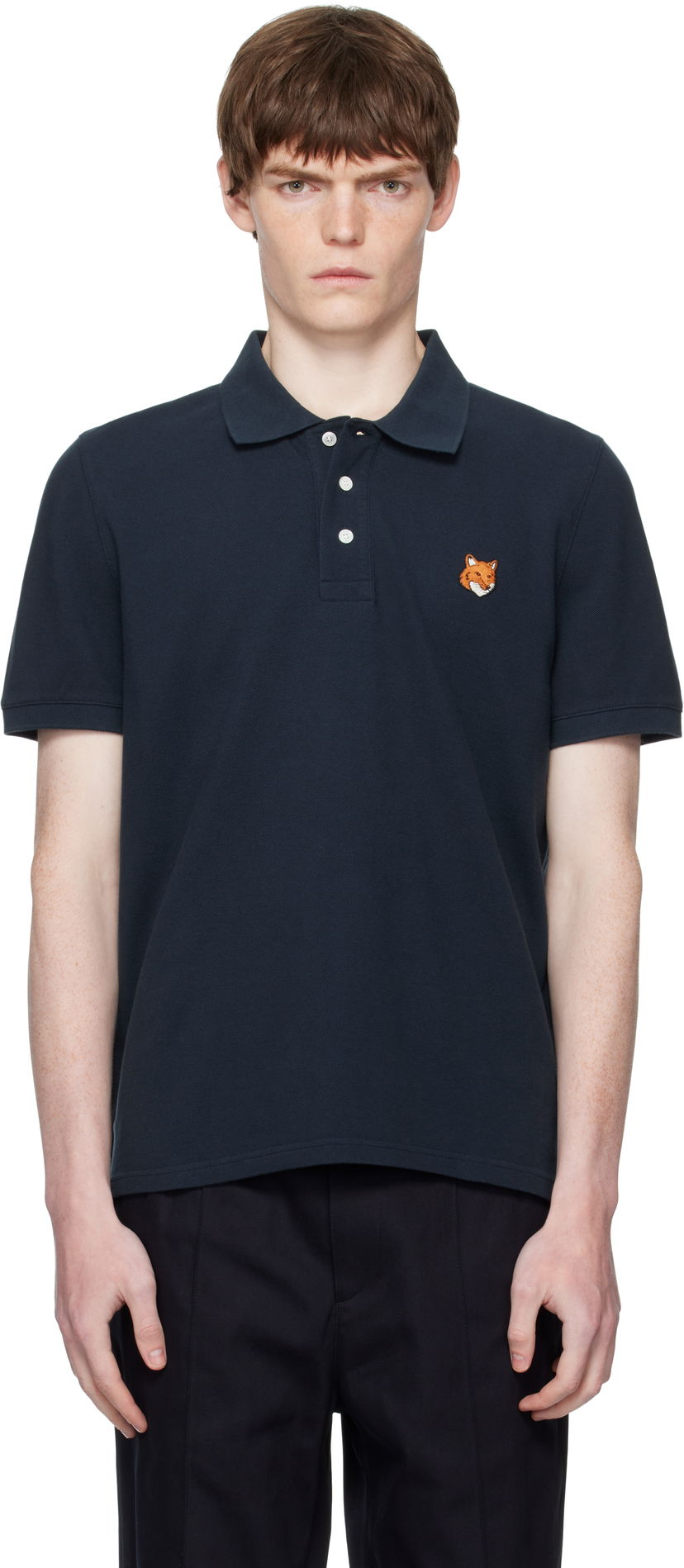Poolopaita MAISON KITSUNÉ Maison Kitsuné Fox Head Patch Regular Fit Polo Tummansininen | PM00209KP0002