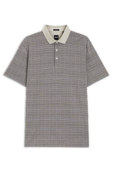 Poolopaita BOSS Grid Pattern Mercerized Cotton Polo Shirt Beige | 50543402