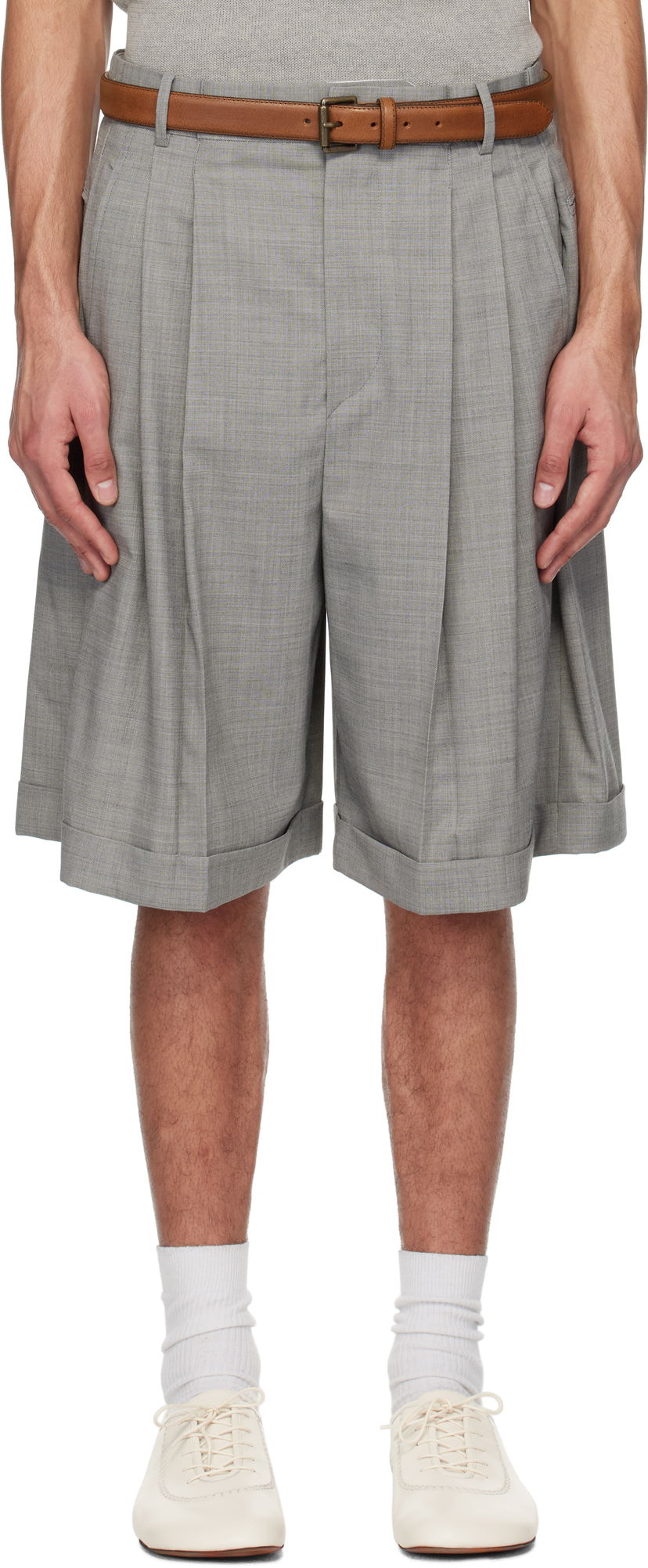 Shortsit HED MAYNER Hed Mayner Pleated Shorts Harmaa | HMMA30024A-HA150
