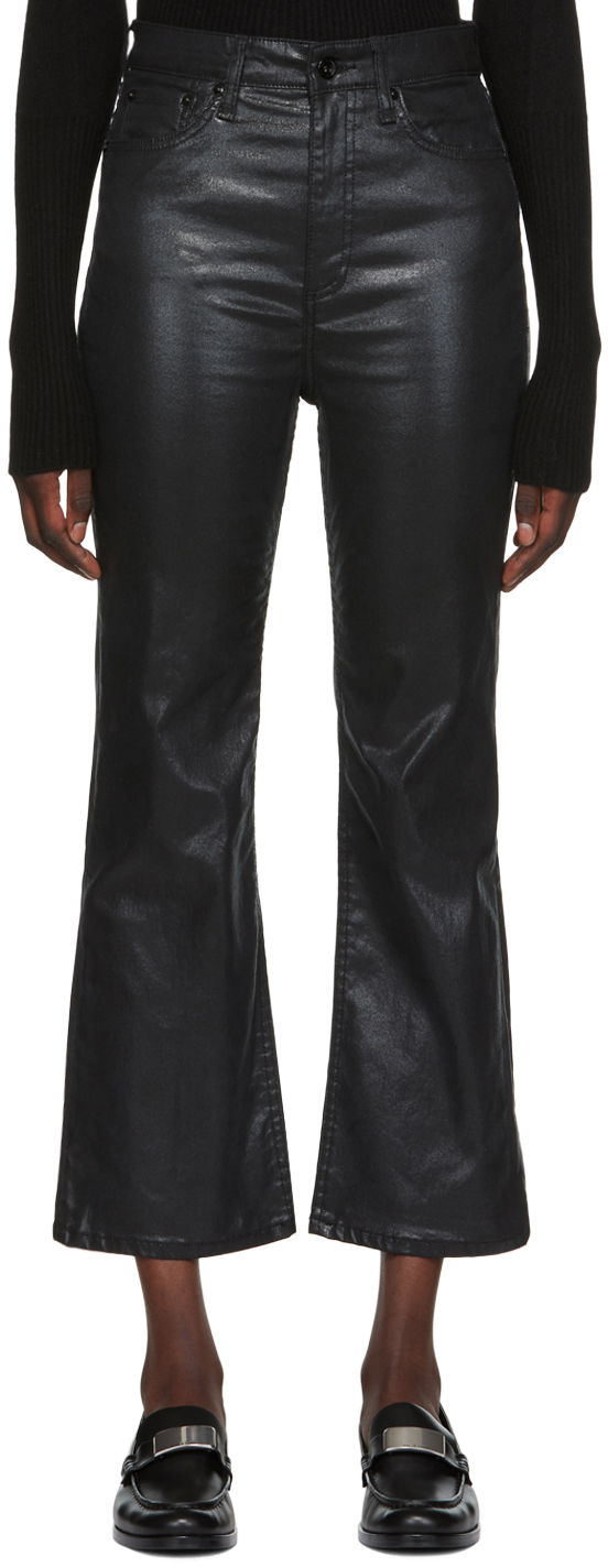 Jeans rag & bone Women's Casey Bootcut Coated Jeans Musta | WDD22F2917SGBL