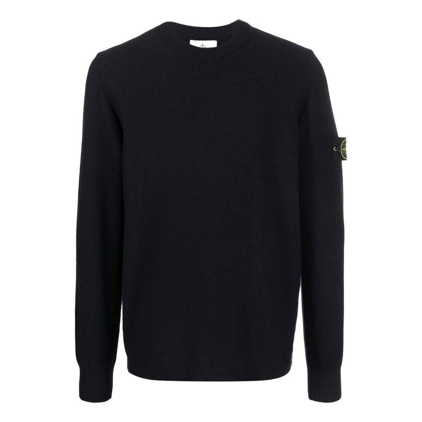 Villapaita Stone Island Logo Patch Crewneck Sweatshirt Musta | 7715526A1-V0020