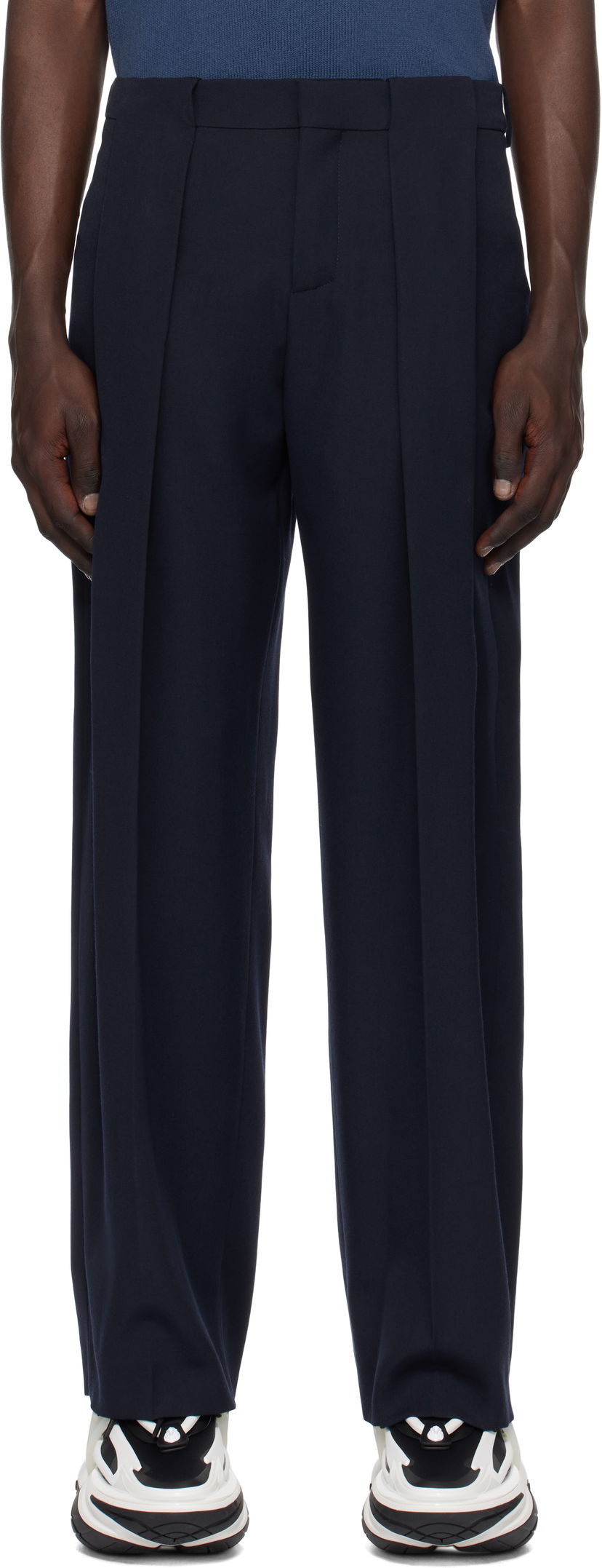 Housut Balmain Balmain Pleated Trousers Tummansininen | EH1PQ305WC09