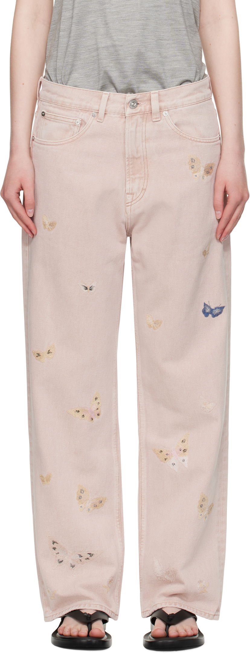 Jeans OUR LEGACY Our Legacy Third Cut Butterfly Embroidered Jeans Vaaleanpunainen | M2255TRB