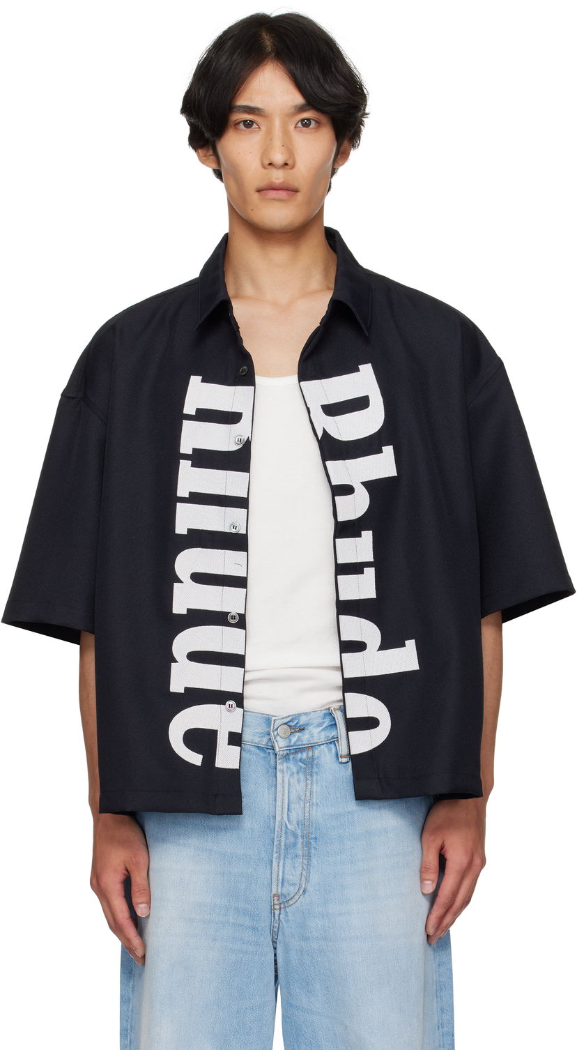 Paita Rhude Rhude Center Logo Button-Up Shirt Musta | RHPF25SR01731