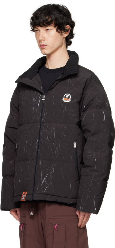 Puffer takki AAPE by A Bathing Ape AAPE by A Bathing Ape Moonface Logo Camo Hooded Down Jacket Musta | AAPDNM7665XXNBKX, 3