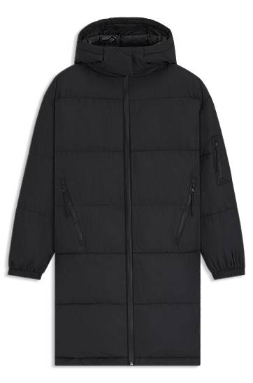 Parka BOSS Water-repellent Padded Parka Jacket with Detachable Hood Musta | 50546807