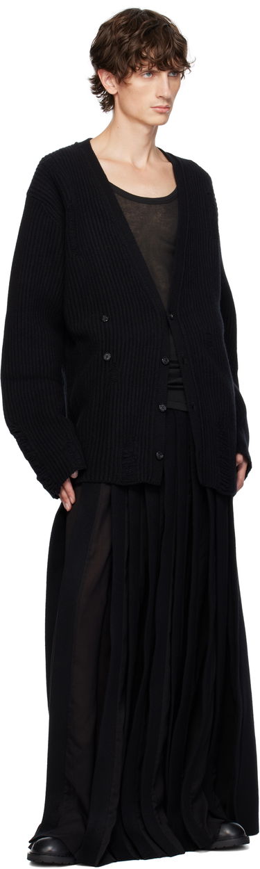 Villapaita Ann Demeulemeester Ingemar Oversize Distressed Cardigan Musta | 2402-M-KN31-KN048-099, 3