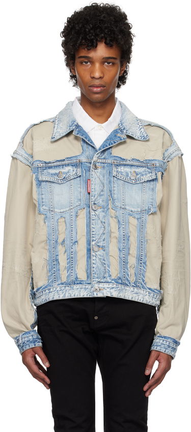 Takki DSQUARED2 Dsquared2 Super Ripped Mixed Denim Jacket Sininen | S74AM1547_S30309, 0