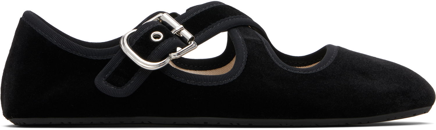Tennarit ja kengät Alaïa ALAÏA Criss Cross Velvet Ballerina Flats Musta | AA3A046TK059, 0