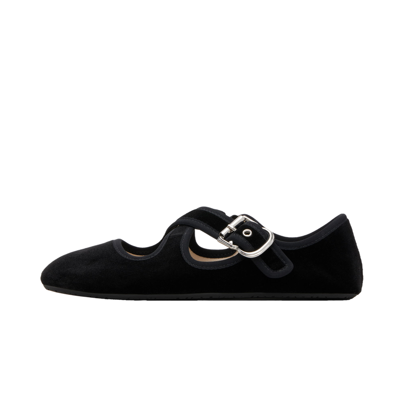Tennarit ja kengät Alaïa ALAÏA Criss Cross Velvet Ballerina Flats Musta | AA3A046TK059