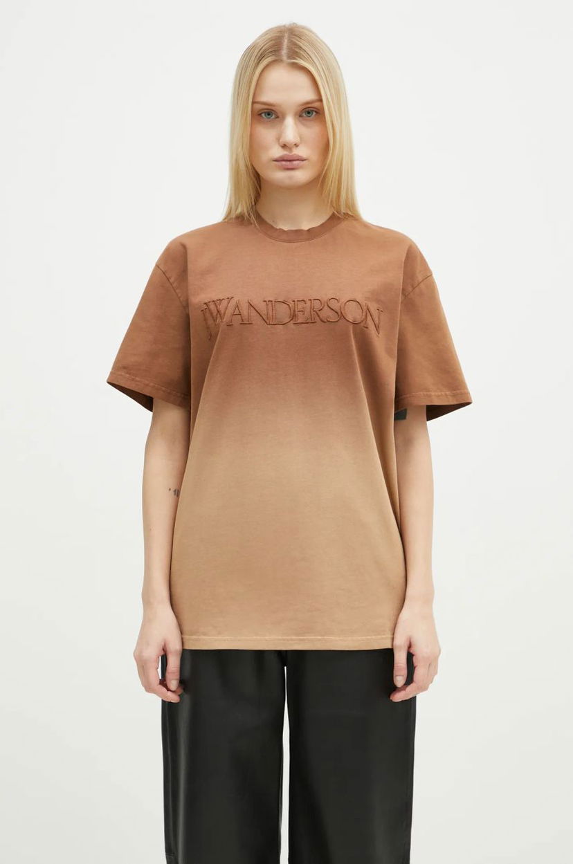 T-paita JW Anderson JW Anderson Logo Embroidery Gradient T-Shirt Ruskea | JT0244.PG1551.619