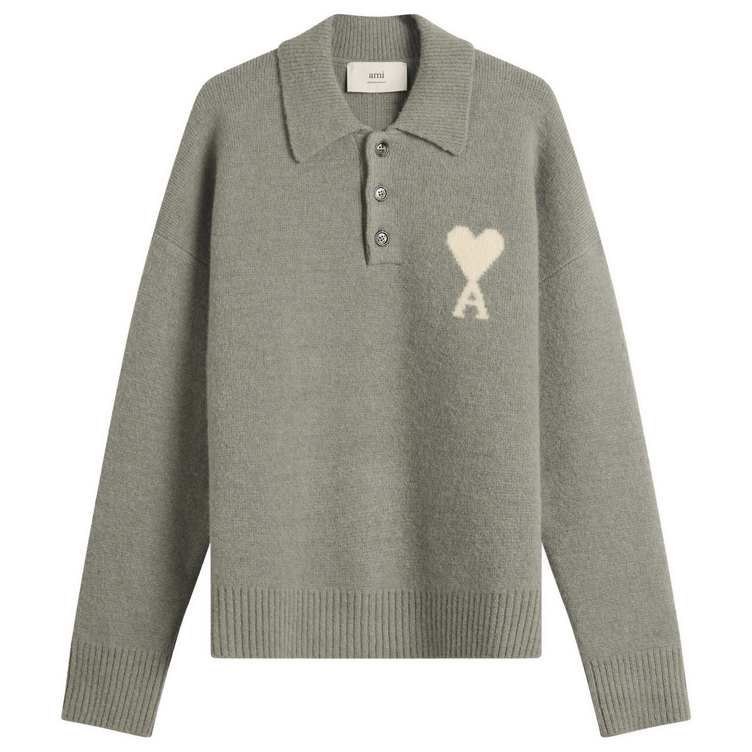 Villapaita AMI Alpaca Knit Polo with Heart A Motif Vihreä | H25UPL408-KN0135-058H25, 0