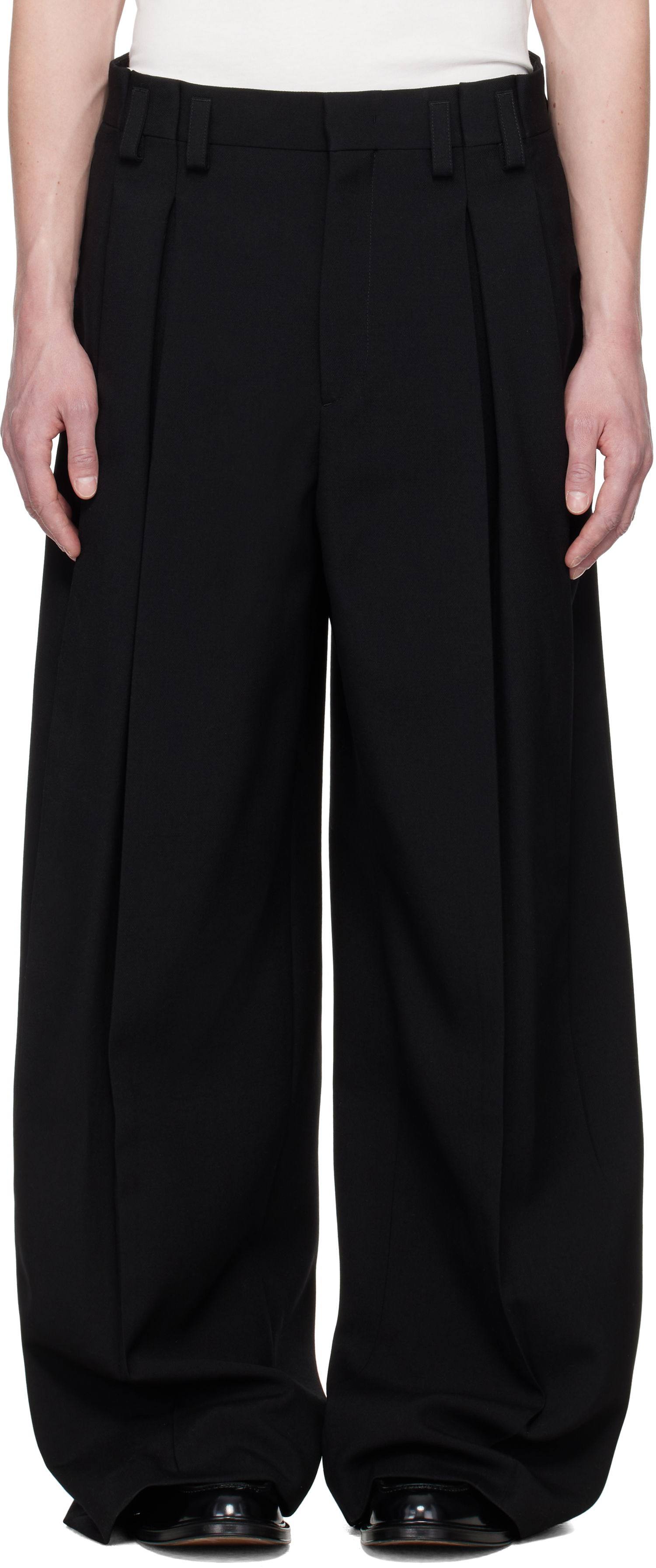 Housut Jil Sander Jil Sander Wool Pleated Trousers Musta | J21KA0265_J40160, 0