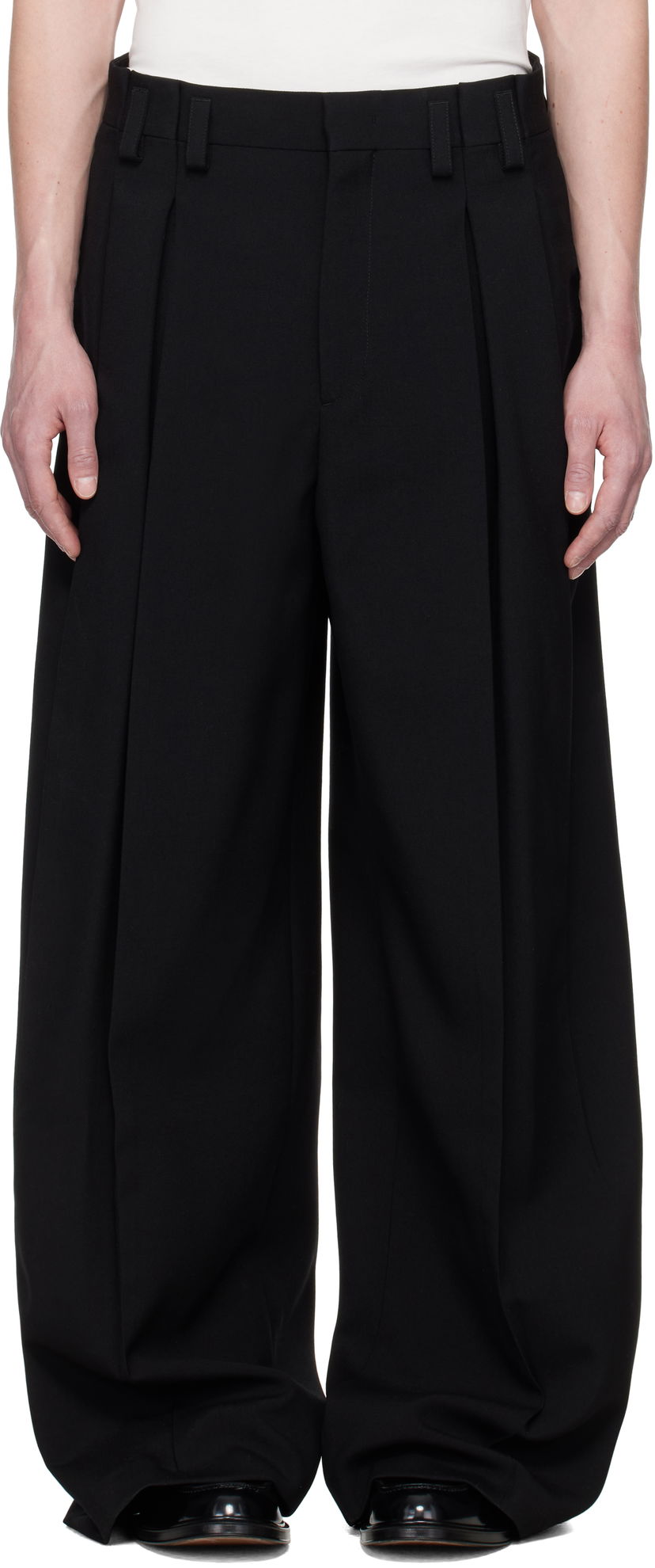 Housut Jil Sander Jil Sander Wool Pleated Trousers Musta | J21KA0265_J40160