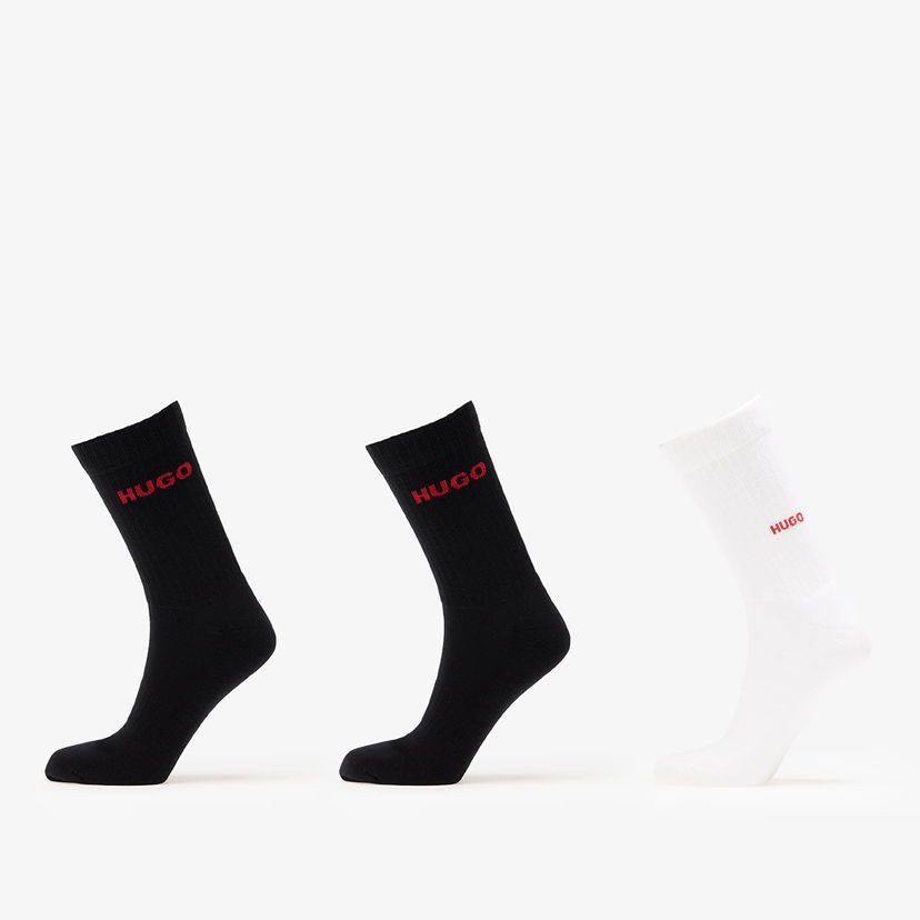 Sukat BOSS HUGO Three-Pack Ribbed Socks with Logo Embroidery Valkoinen | 50546351-960