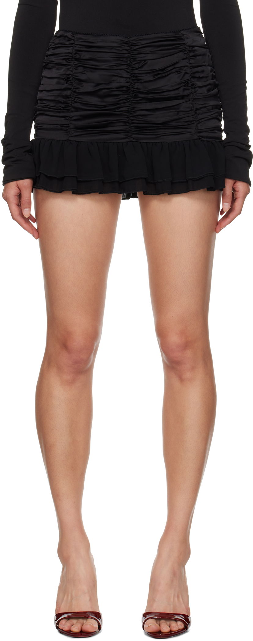 Hame GUIZIO Guizio Blume Ruched Mini Skirt Musta | F24303W022